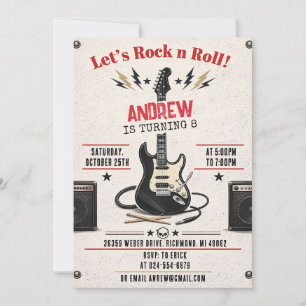 Invitación Estrella Personal de Rock n Roll de Cumpleaños