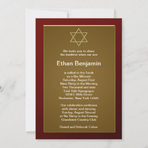 Invitación Estrella Roja de David Bar Mitzvah