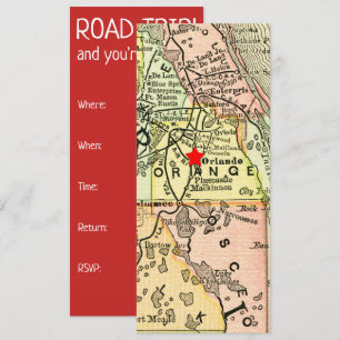 Invitación Estrella roja movible de Orlando del mapa del