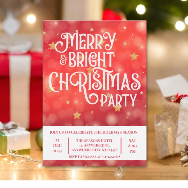 Invitación Estrella roja parlanchín Fiesta de Navidades brill (Subido por el creador)