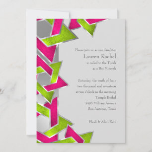Invitación Estrella rosa de animo de David de Bat Mitzvah