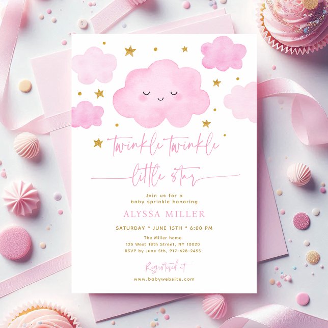 Invitación Estrella Rosa de Twinkle Estrella Nube Sprinkle (Subido por el creador)