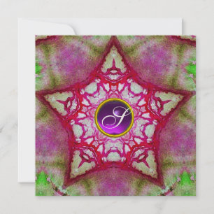 INVITACIÓN ESTRELLA ROSADA ABSTRACTA MONOGRAMA DE AMETISTA MO