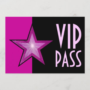 Invitación Estrella rosada "negro del rosa del PASO del VIP"