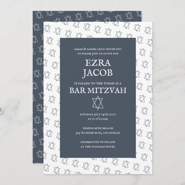 Invitación Estrella simple de David Personalizado B'nai Bat B (Anverso / Reverso)