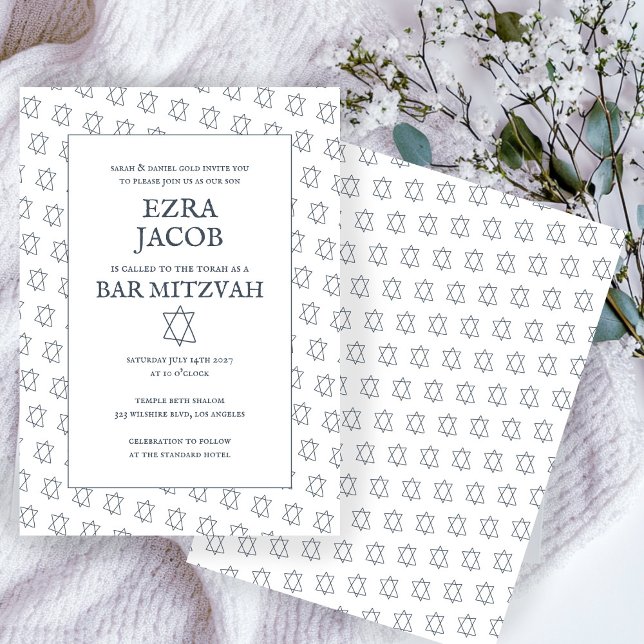 Invitación Estrella simple de David Personalizado B'nai Bat B (Simple Star of David Custom B'nai Bat Bar Mitzvah Invitation
)