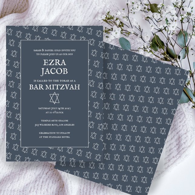 Invitación Estrella simple de David Personalizado B'nai Bat B (Simple Star of David Custom B'nai Bat Bar Mitzvah Invitation
)