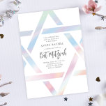 Invitación Estrella simple y moderna de David Pastel Bat Mitz<br><div class="desc">La moderna estrella de David Pastel Bat Mitzvah Invitation presenta un contorno único y moderno de la estrella de David en un hermoso efecto holográfico alrededor de los detalles de tu evento.</div>