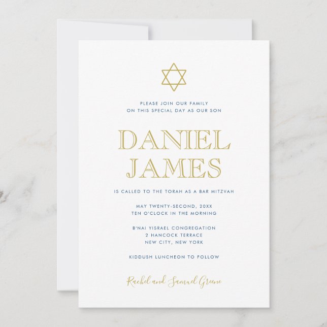 Invitación Estrella simplemente elegante, código QR en la par (Anverso)