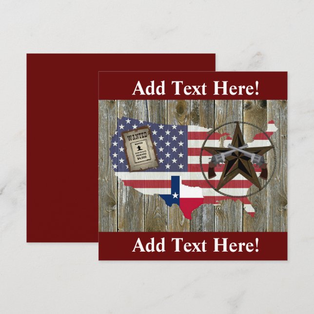 Invitación Estrella solitaria de Texas Duele Pistolas El Rótu (Anverso / Reverso)