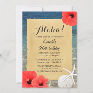 Invitación Estrella Tropical de Mar Playa Floral Fiesta de Cu