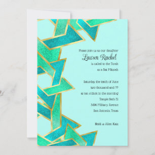 Invitación Estrella turquesa de David en Bat Mitzvah Aqua