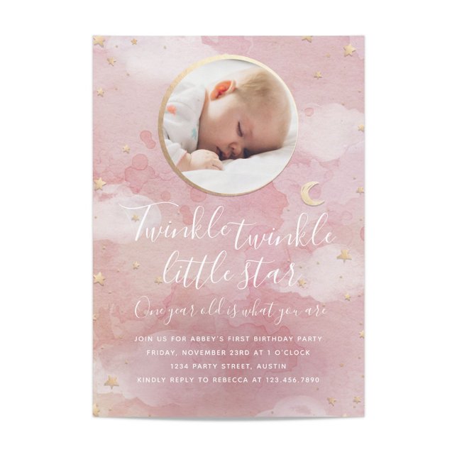 Invitación Estrella Twinkle 1er cumpleaños (Subido por el creador)