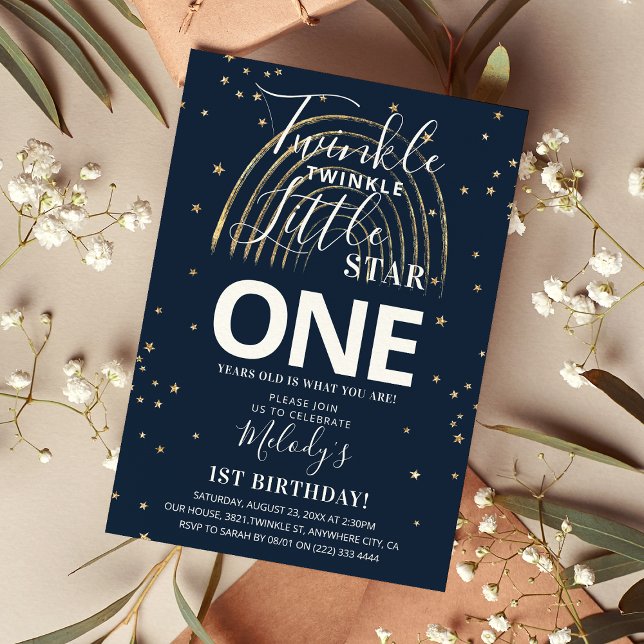 Invitación Estrella Twinkle Gold y Fiesta de primer cumpleaño (Subido por el creador)
