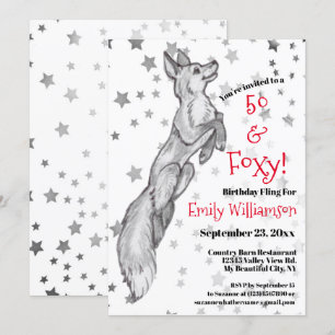 Invitación Estrella única de la Fox Roja Blanca Negra Foxy 50