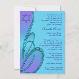 Invitación Estrella Verde azulada púrpura de David Bat Mitzva