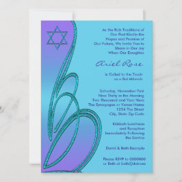 Invitación Estrella Verde azulada púrpura de David Bat Mitzva
