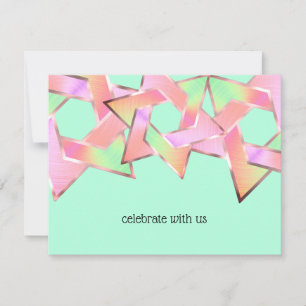 Invitación Estrella verde rosa de David Bat Mitzvah