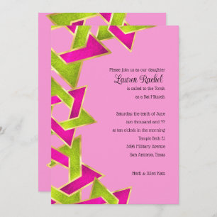 Invitación Estrella verde rosa de David Invitat en Bat Mitzva
