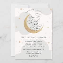 Invitación Estrella y Luna Neutrales de Baby Shower virtual
