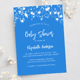 Invitación Estrellas azules brillantes niño de lujo