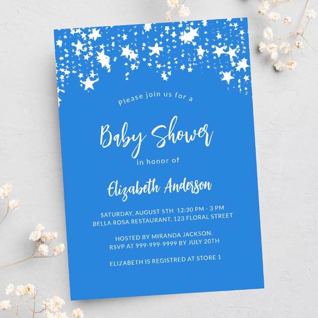 Invitación Estrellas azules brillantes niño de lujo (Subido por el creador)