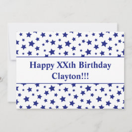 Invitación Estrellas azules con fiesta de cumpleaños del mens