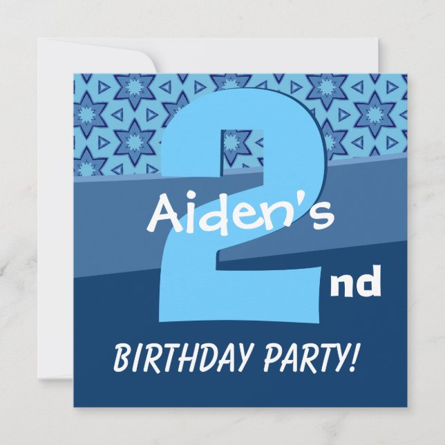 Invitación Estrellas azules de dos años para niño W724 (Anverso)