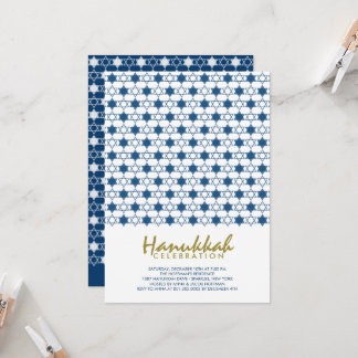Invitación Estrellas Azules De Hanukkah De La Fiesta De Festi