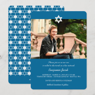 Invitación Estrellas Azules Modernas De David Bar Mitzvah Fot