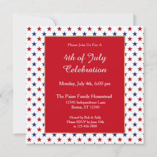 Invitación Estrellas azules rojas patrióticas 4 de julio