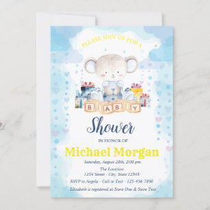 Invitación Estrellas, Baby Bear Presenta Baby Shower