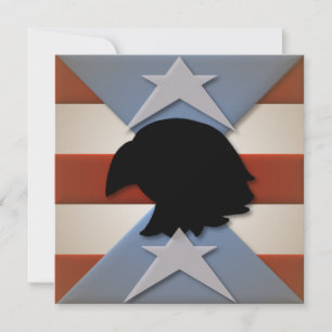 Invitación Estrellas Bandera Azul Rojo Águila Silhouette