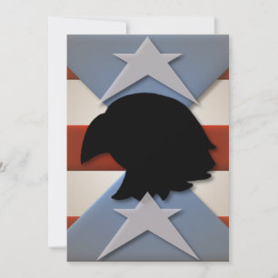 Invitación Estrellas Bandera Azul Rojo Águila Silhouette