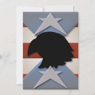 Invitación Estrellas Bandera Azul Rojo Águila Silhouette