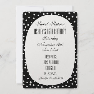 Invitación Estrellas blancas y negras dulces 16