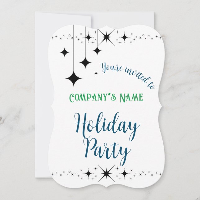 Invitación Estrellas Brillantes Negras (Anverso)