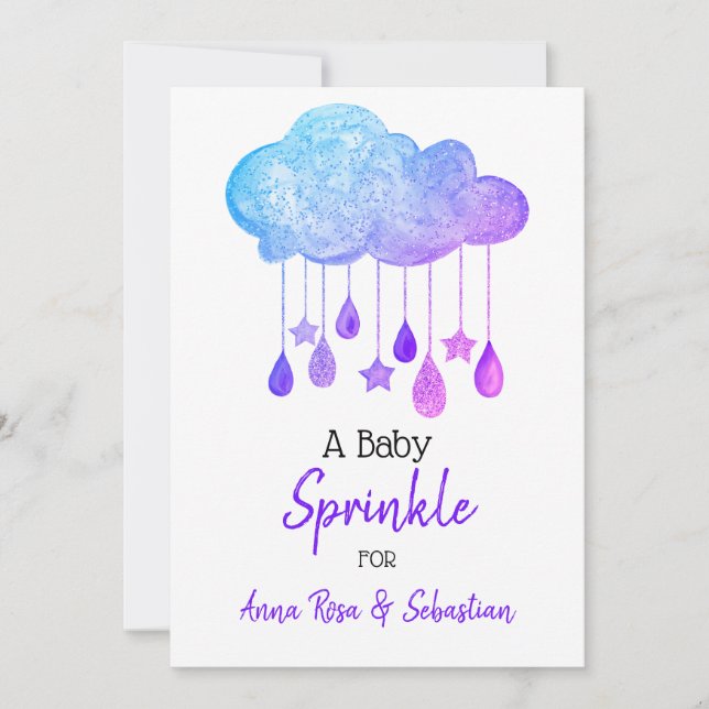 Invitación *~* Estrellas Caídas de lluvia nublada Sprinkle Sh (Anverso)