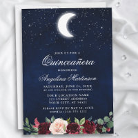Estrellas celestes de la luna Floral Quinceanera