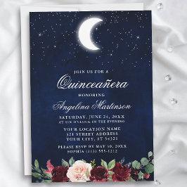Invitación Estrellas celestes de la luna Floral Quinceanera