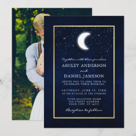 Invitación Estrellas celestes de la luna Foto Boda del marco