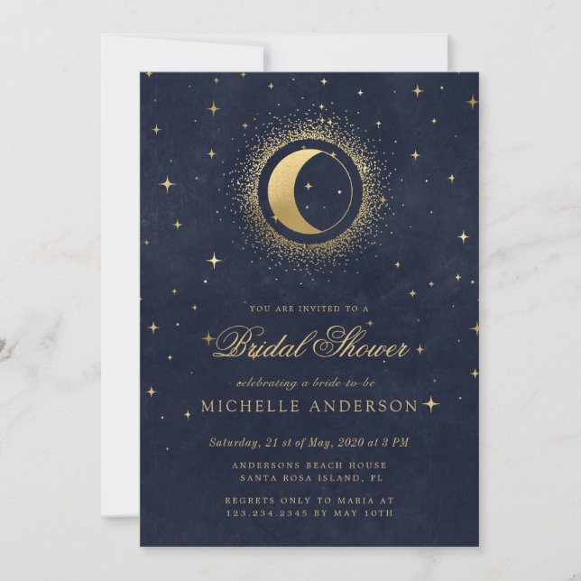 Invitación Estrellas celestes de medianoche Código QR Ducha d (Anverso)