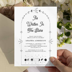 Invitación Estrellas Celestes Negras y Blancas Ducha de Novia