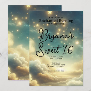 Invitación Estrellas Celestiales Brillantes Cielo Estrellado 