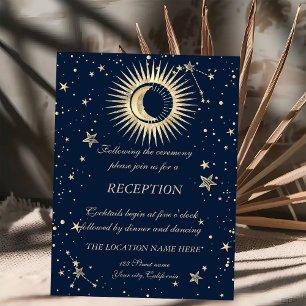 Invitación Estrellas Celestiales Gold Y Moon