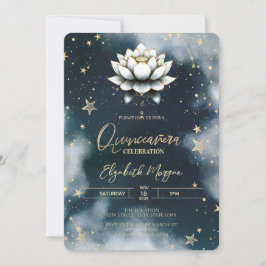 Invitación Estrellas Celestiales Loto Blanco Cielo Quinceañer