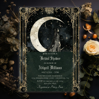 Invitación Estrellas celestiales vintage de la luna Mystic Br