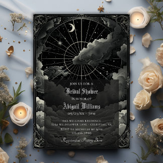 Invitación Estrellas celestiales vintage de la luna Mystic Br