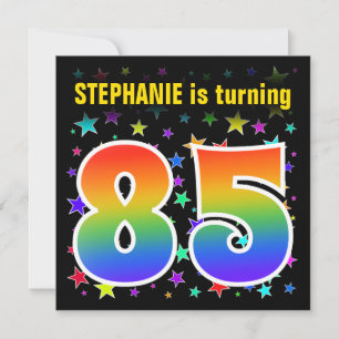 Invitación Estrellas Coloridas + Cumpleaños "85" Patrón de Ar