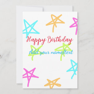 Invitación Estrellas coloridas feliz cumpleaños agregar nombr